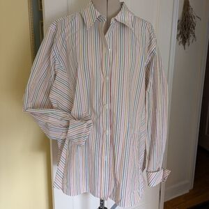 Rainbow Stripe Cotton Button Down Shirt